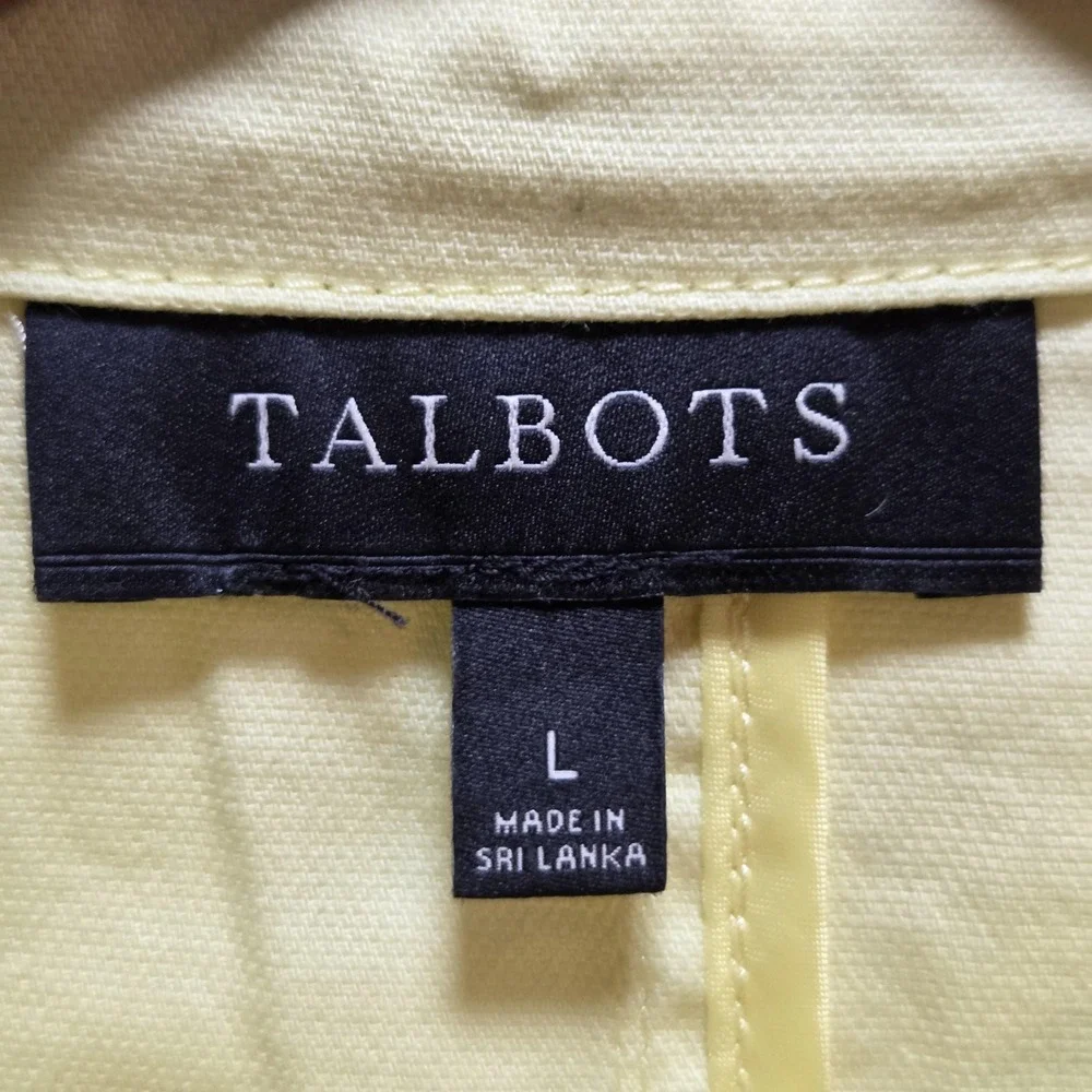 Talbots‎ Jacket Womens Large Yellow Stretch Twill Button Front Lace Up Back